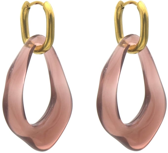 Oorbellen - RVS - acryl hanger - 4,5x2,5 cm - paars