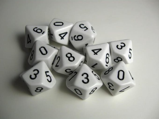 Chessex Opaque Wit/Zwart D10 Dobbelsteenset (10 stuks)