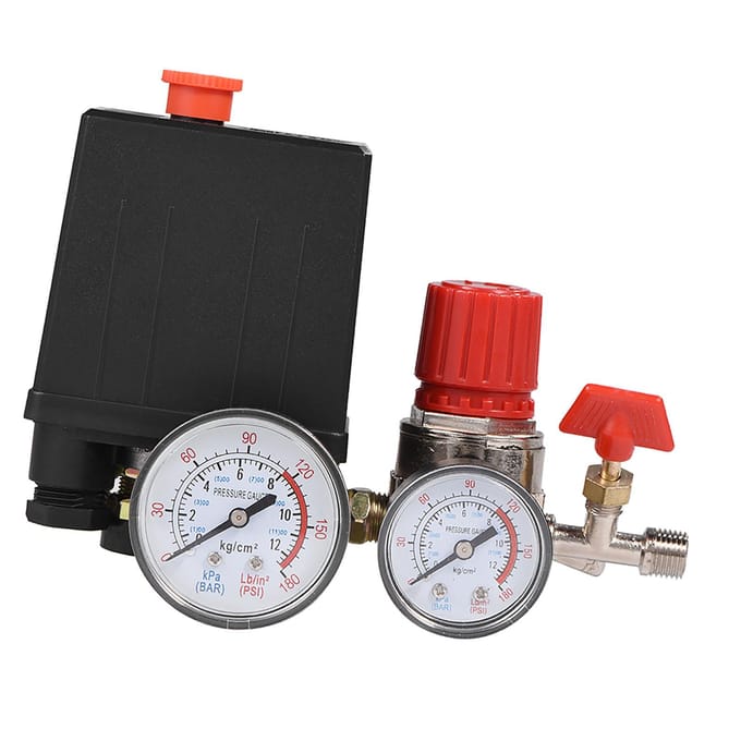 Petit régulateur de soupape de commande de pressostat de compresseur d'air avec jauges blanc
