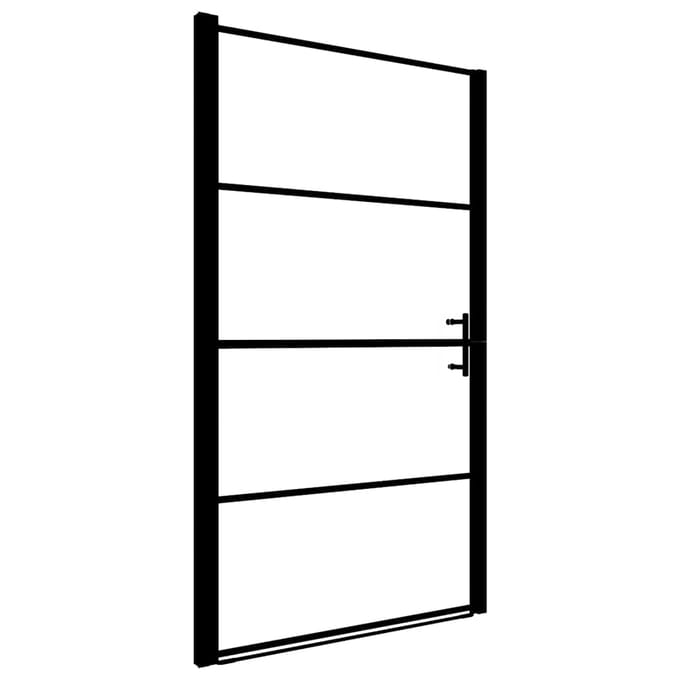 vidaXL - Douchedeur - mat - 81x195 - cm - gehard - glas - zwart