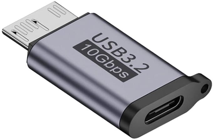 USB-C naar Micro USB-B Adapter – Micro B 3.0 / 10Gbps – Verloopstekker voor Externe HDD & SSD Harde Schijf – Geschikt voor WD My Passport & Seagate – Space Grey