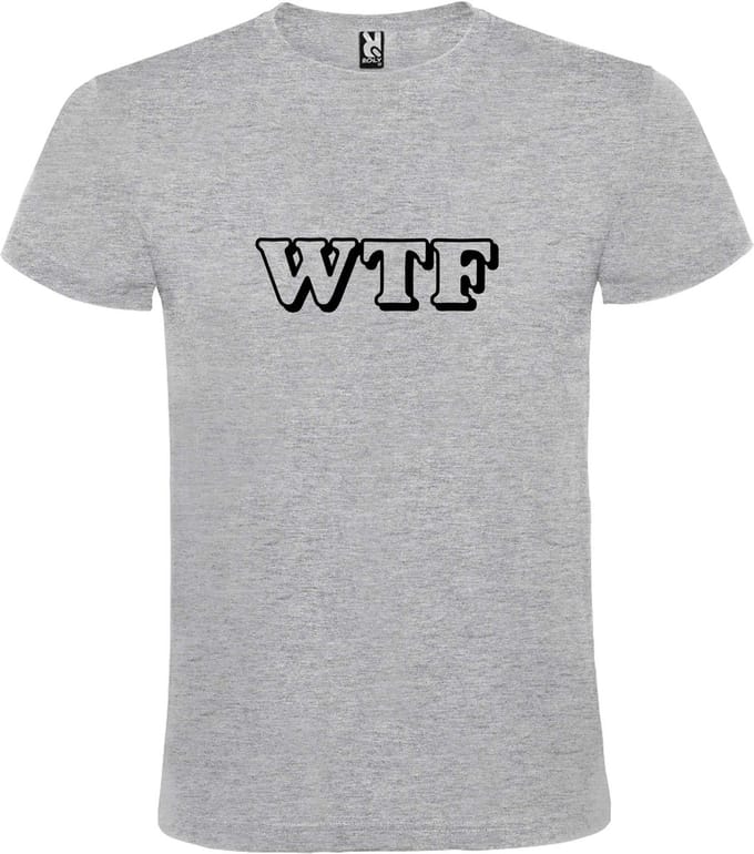 Grijs T-shirt ‘WTF’ Zwart maat S