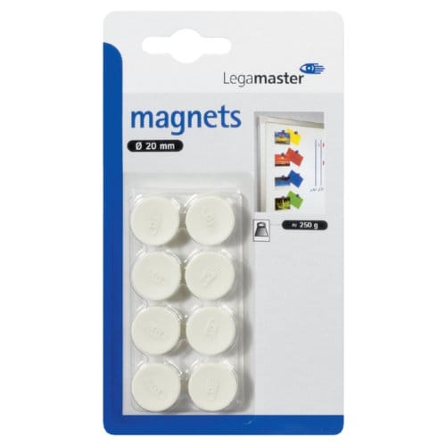 Magneet Legamaster 20mm 250gr wit 8 stuks