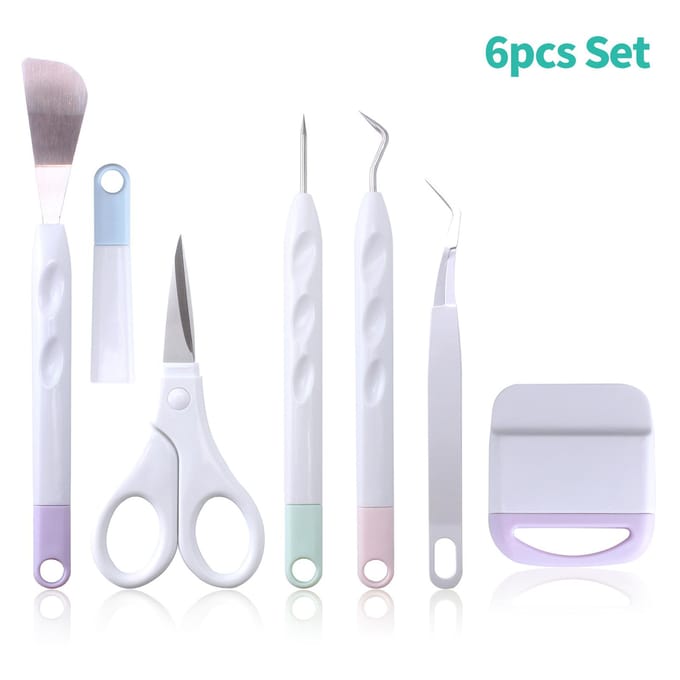 Ensemble d'outils de base, outil de désherbage artisanal en vinyle avec désherbeur, grattoir, spatule, pincettes, ciseaux, outil de retrait 5pcs Set