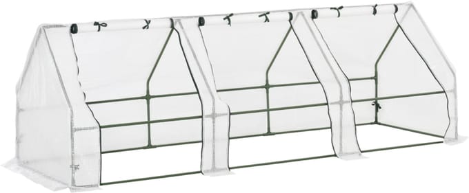 REDOM - Kweekkas - Met 3 Oprolbare Ramen - Voor Balkon En Tuin - Stalen Frame - Wit - 270 x 90 x 90 cm