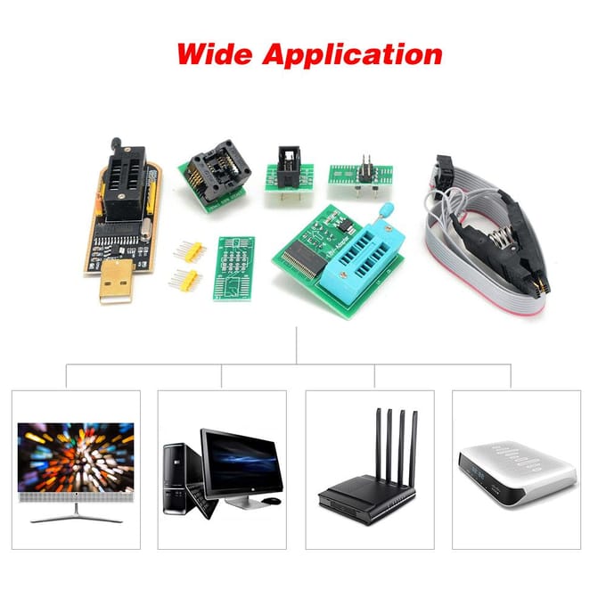 CH341A USB-programmeerkit met SOP8-clip EEPROM-brander BIOS-flasher SPI-flash-programmeerkit met CH341A Kit