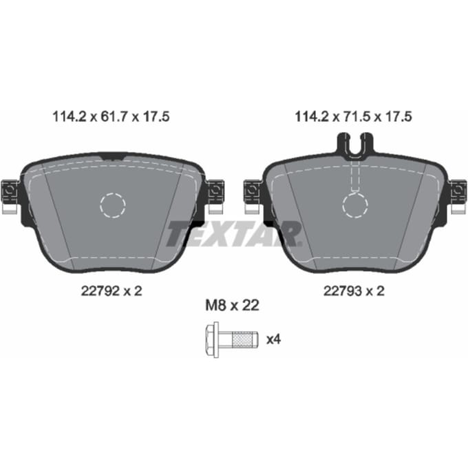 Remblokset TEXTAR 2279201, achter