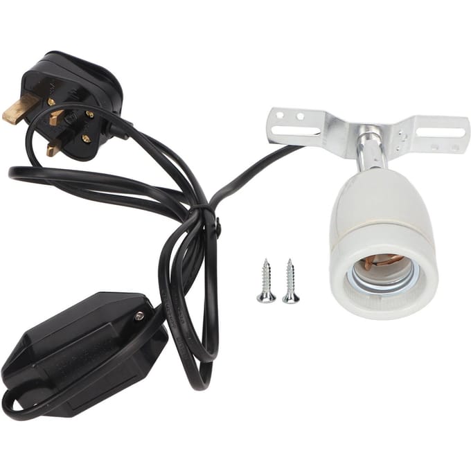 Douille de lampe chauffante rotative en céramique pour reptiles E27 400 W avec interrupteur white