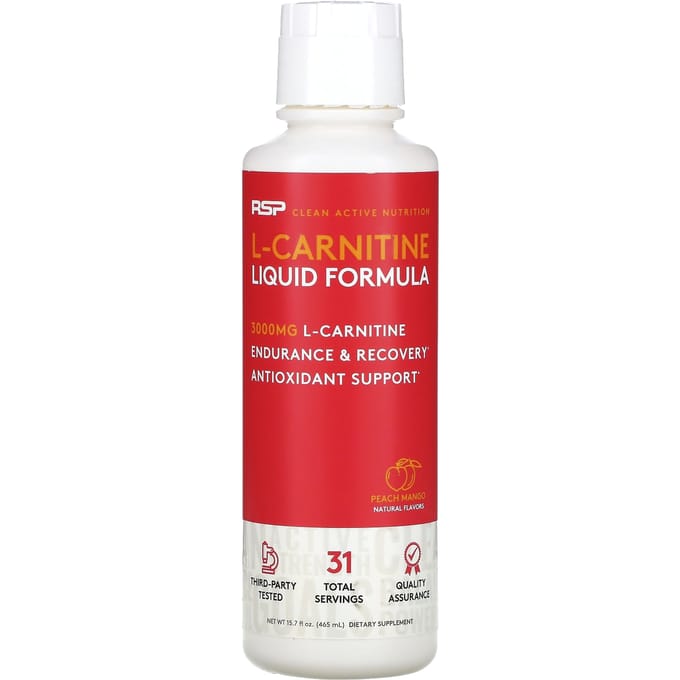 RSP Nutrition, l-Carnitine, Complément pour la gestion du poids, Saveur pêche mangue, 3 000 mg, 16 fl oz (473ml)