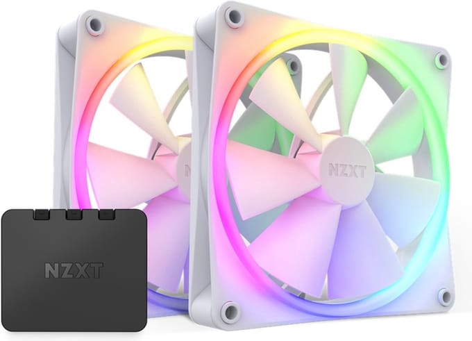 NZXT F140 RGB 2-pack & RGB Controller - White - Case ventilator - 140mm - Wit met RGB-licht - 33 dBA