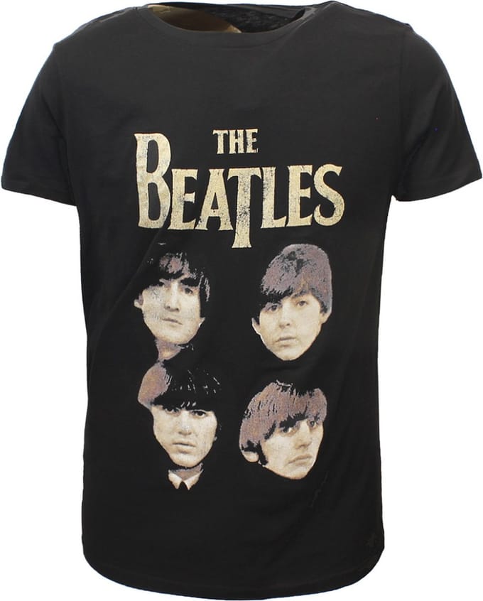 The Beatles John Paul George Ringo Faces T-Shirt - Officiële Merchandise - M
