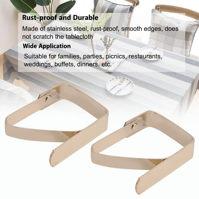 4 stuks roestvrijstalen tafelkleedhoezenklemmen, antislip tafelkleedhouderklemmen 5*4cm M beige