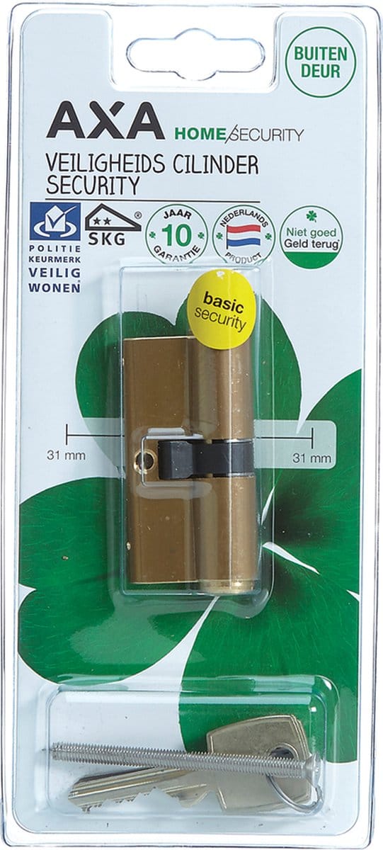 AXA Dubbele Veiligheidscilinder (Security): 30-30 mm, incl. 3 sleutels. SKG**