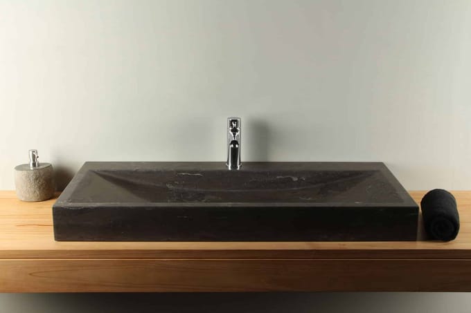 Chinees hardstenen wastafel BE-003 met 1 kraangat 10x45x100 cm