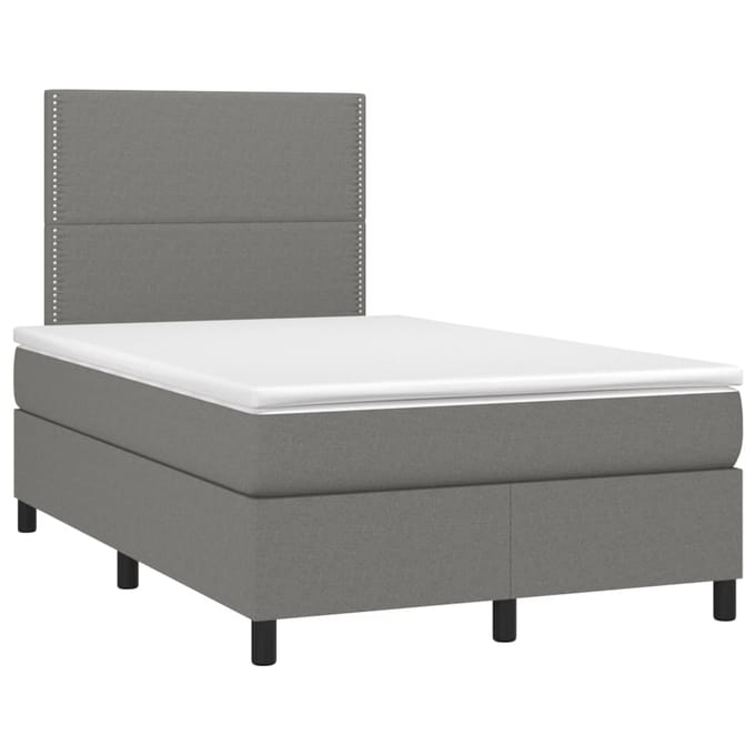 vidaXL - Boxspring - met - matras - en - LED - stof - donkergrijs - 120x200 - cm