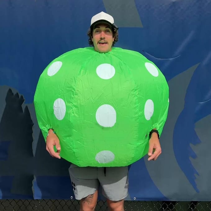 Leuk volwassen stippenbal opblaasbaar kostuum 150-190cm groen
