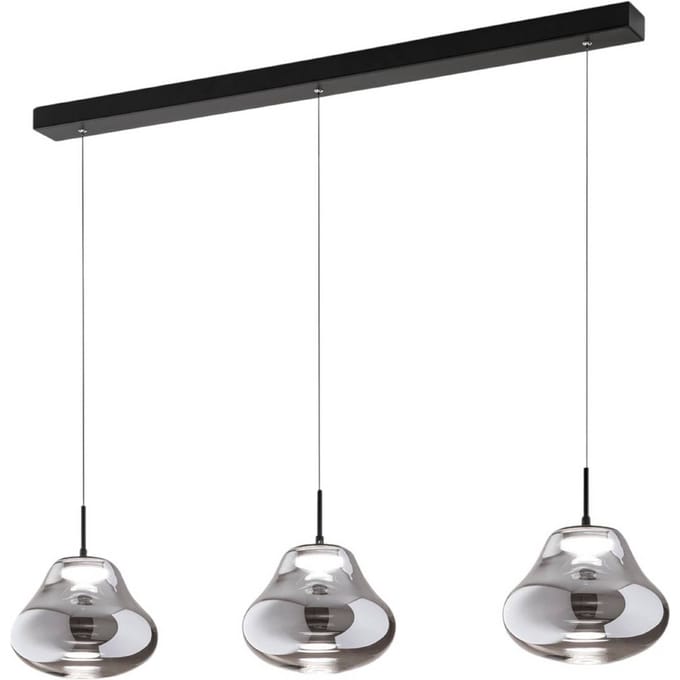 Fabas Luce LED hanglamp Deva, 3-lamps, 115 cm, grijs, CCT, dimbaar