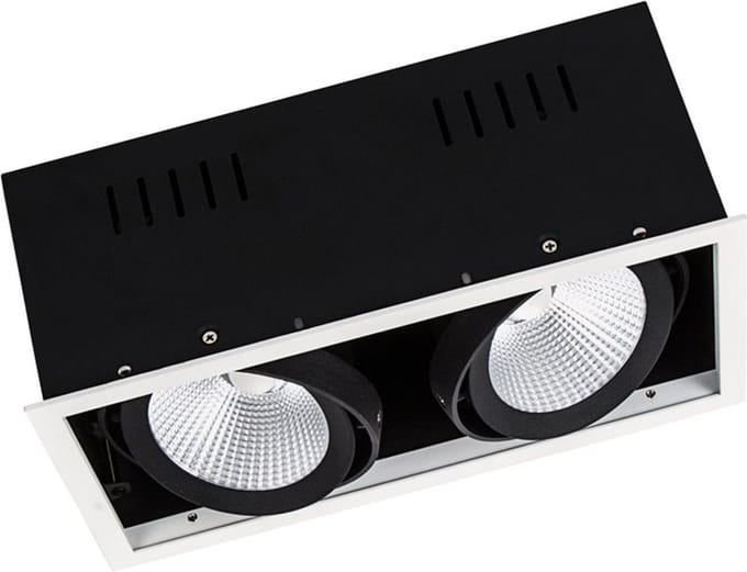 Ledvance LED Spot Vierkant Multi Kantelbaar Zwart-Wit 2x30W 5400lm 38D - 840 Koel Wit | Zaagmaat 320x160mm