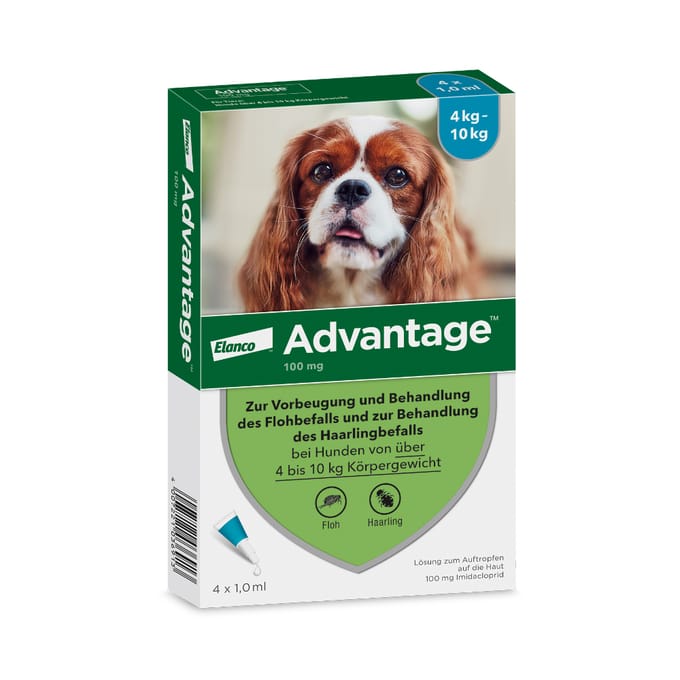 4 Pipetten Advantage 100 voor honden van 4-10kg - NL