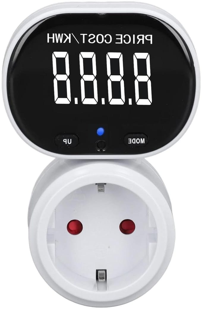 Stroommeter Stekker - Wattmeter - Energie Verbruik Meten - Overbelasting Waarschuwing - 16A Max - Wit