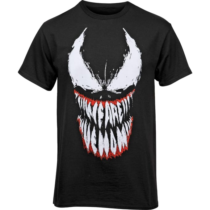 Marvel Jongens Spider Man Venom Tanden Gezicht T-Shirt (Zwart)
