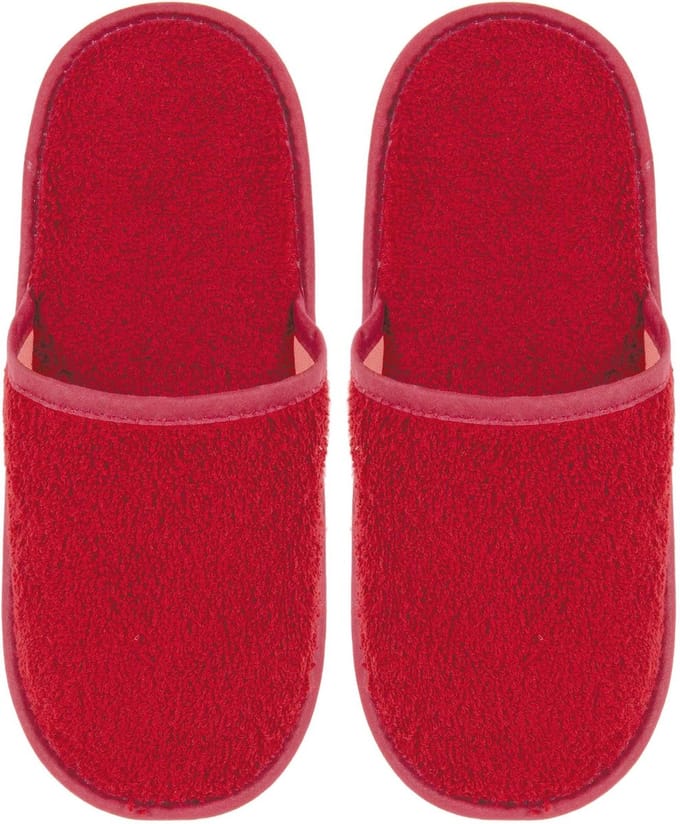 Badslippers Badstof Uni Pure met Zool Rood Maat 43- 1 Paar