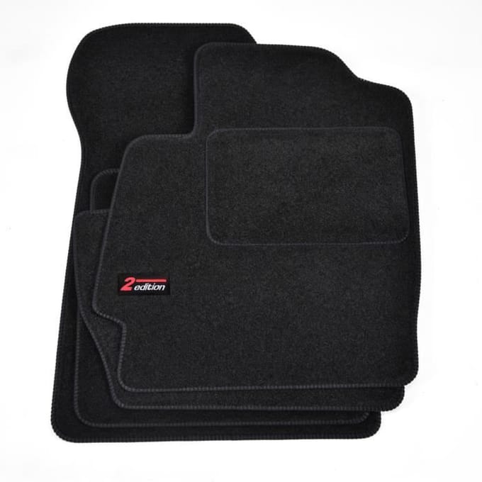 Tapis de sol - Logo - Mazda 2 - Velours noir - 4 pièces - Ajustement précis