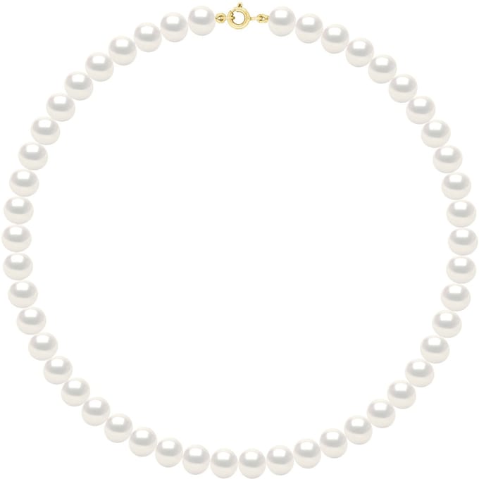 Ketting Goud - Rij van Echte Zoetwater Parels Semi Rond 8 - 9 mm