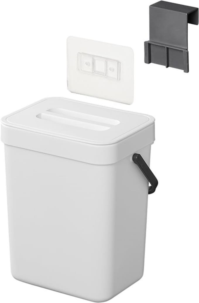 ProPlus Compacte afvalbak met deksel - 3 liter - wit - ideaal voor caravan en camper