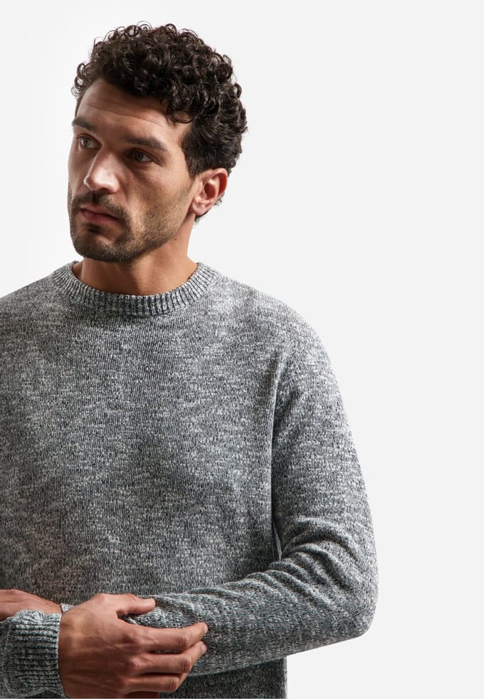 No Excess Pullover crewneck melange with line night