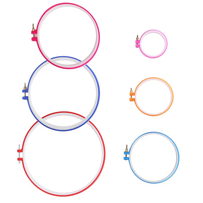 Borduurringen Plastic Cirkel Kruissteek Frame Set Verstelbare DIY Naaigereedschap white