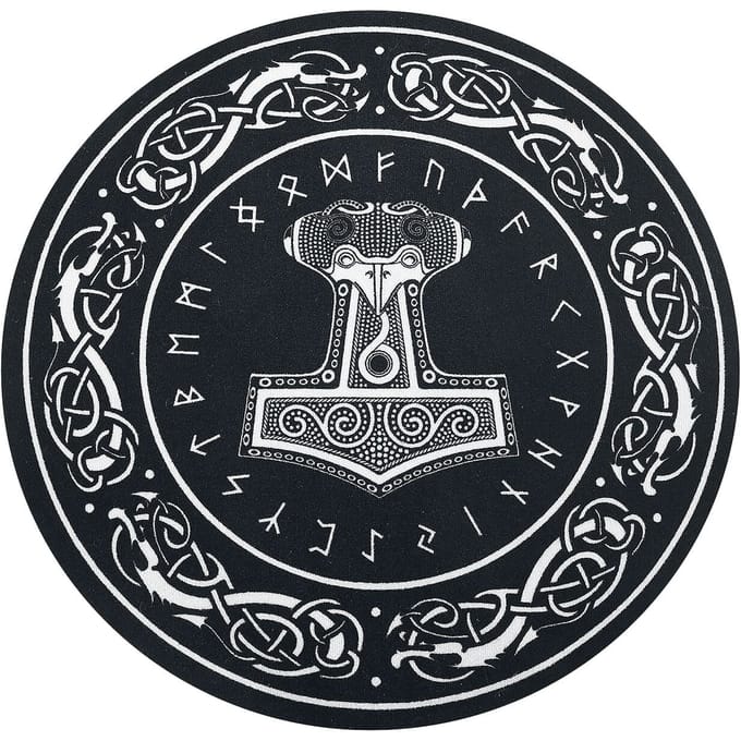 Thor's Hammer Unisex Vloerkleed - zwart - 60 cm