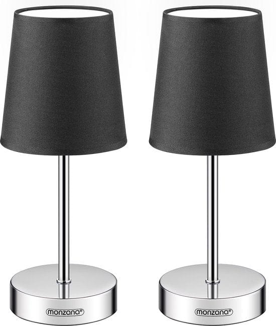Monzana Tafellamp 2 Stuks – Incl. Lampenkap E14 32cm - Antraciet