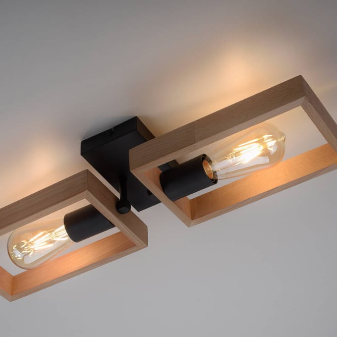 JUST LIGHT. GmbH Frame plafondlamp van hout, 2-lamps