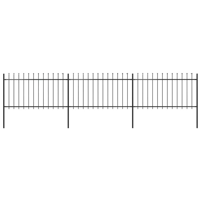 vidaXL - Tuinhek - met - speerpunt - staal - 504x100 - cm - zwart