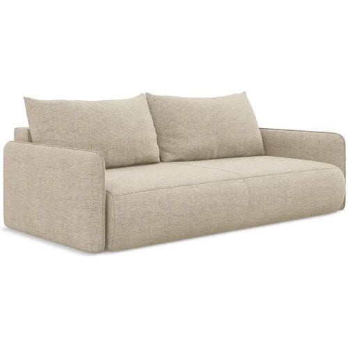 Driezits-slaapbank van donkerbeige chenille stof - PALERMO