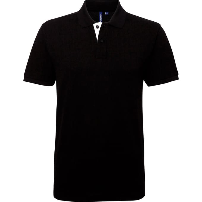 Asquith & Fox Heren Klassieke Pasvorm Contrast Poloshirt (Zwart/Wit)