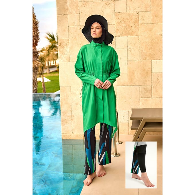Groene hoogwaardige Burkini-set met volledige dekking