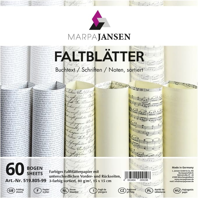 Vouwpapier  "Tekst en noten"