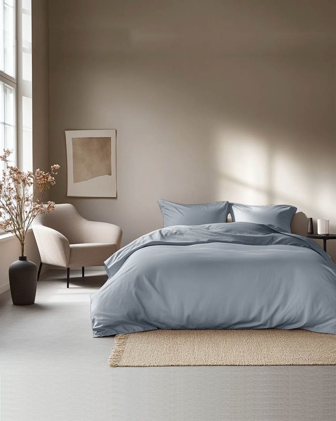 HOOMstyle Dekbedovertrek met kussenslopen - luxe micro Percale - dekbedovertrek - 140x220cm - 1 persoons - Denim Blauw