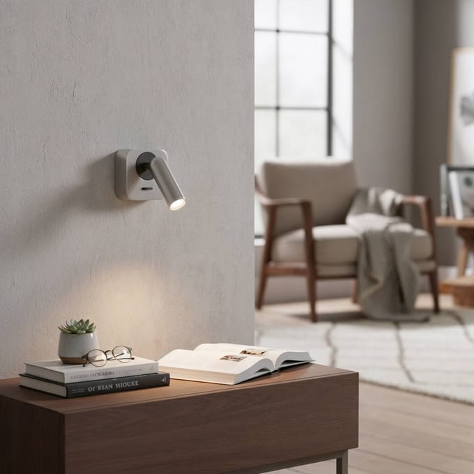 Ideal Lux LED wandspot Bean, nikkelkleurig, breedte 7 cm