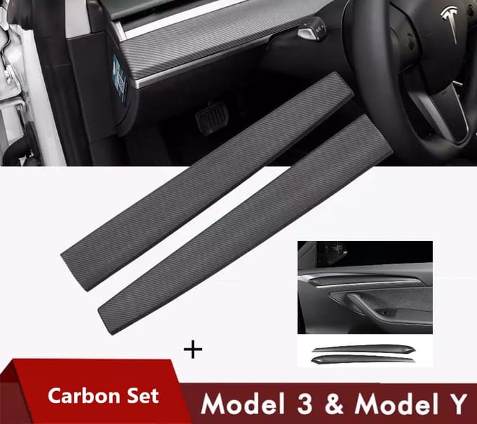 Tesla Model Y en 3 Mat Carbon Panelen Middenconsole Dashboard Deurlijst Auto Interieur Accessoires Nederland en België