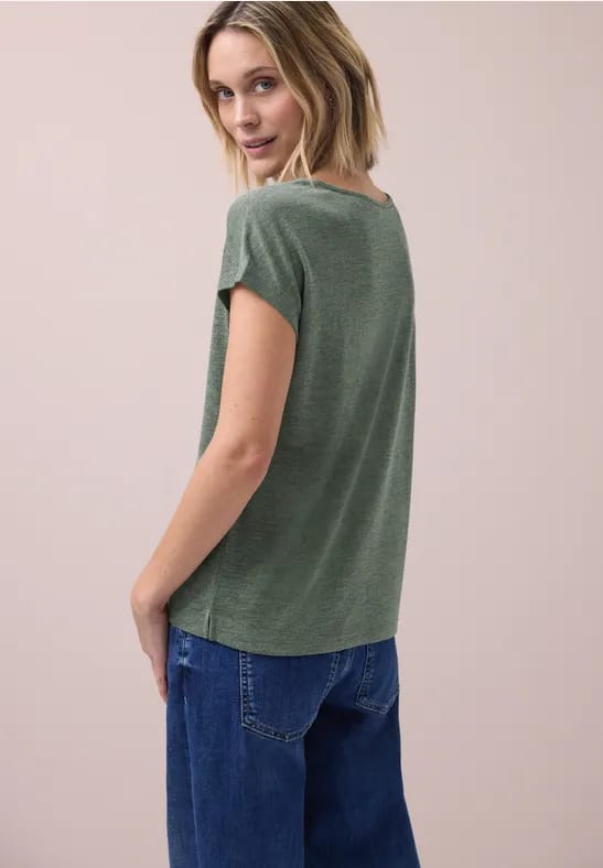 Shirt met overhangende schouders in linnenlook