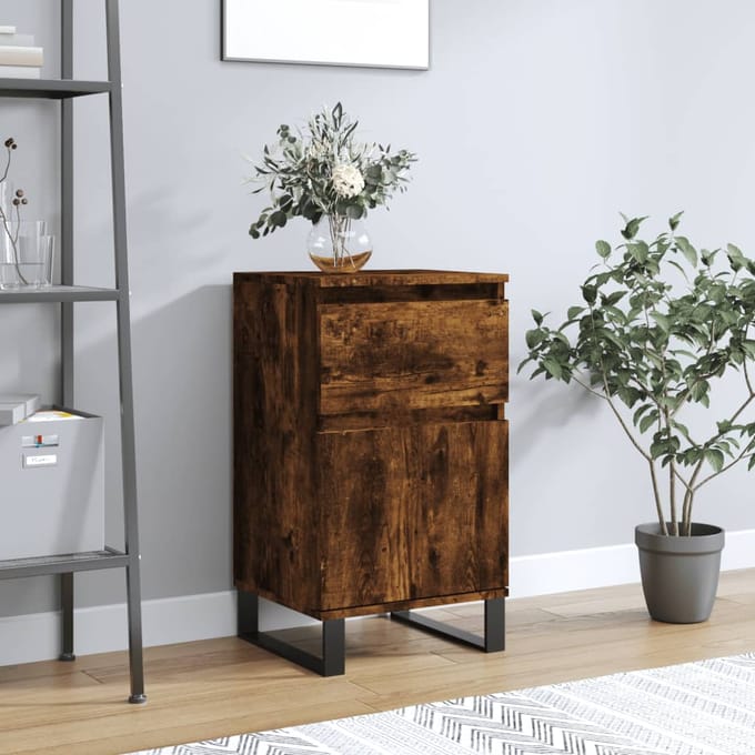 vidaXL - Dressoir - 40x35x70 - cm - bewerkt - hout - gerookt - eikenkleurig