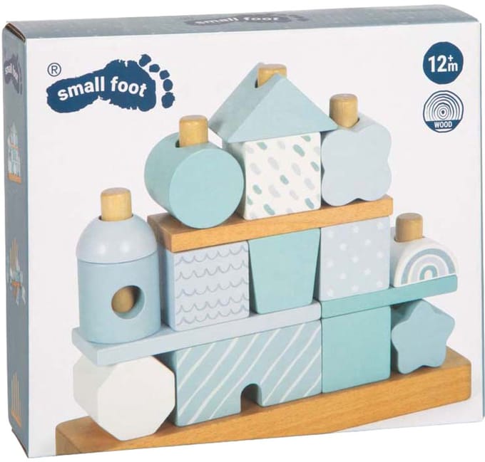 Small Foot - Wooden Stacking House Blue - 18 pcs.