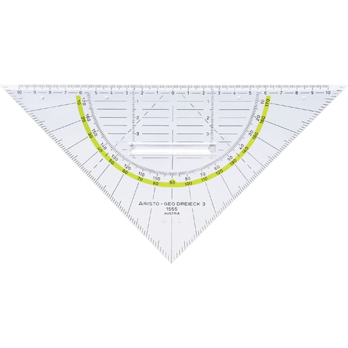 Geodriehoek Aristo 1555/2 225mm met greep transparant