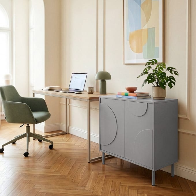 Sideboard Holea dressoir 75x70x34 cm grijs [en.casa]