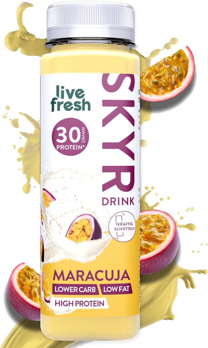 LiveFresh Skyr Protein Drink – Maracuja – 30g proteïne per fles – 6x250ml