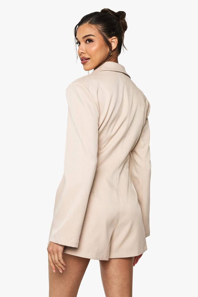 boohoo Dames Op maat gemaakte blazer playsuit | Stone | Maat: 14