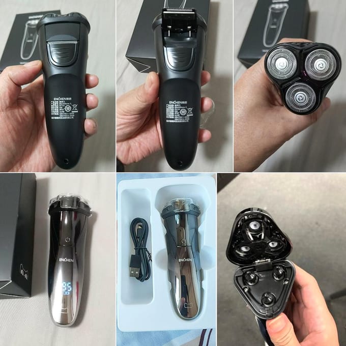 Enchen BlackStone 3 Elektrisch scheerapparaat 3D Triple Floating Blade Heads Scheren Scheermessen Mannen Gezichtsbaardtrimmer USB Oplaadbare Machine Black black